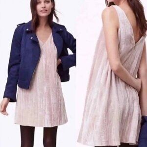 NWT- ANN TAYLOR LOFT CRUSHED VELVET V-NECK SHIFT DRESS ~ SIZE  10P